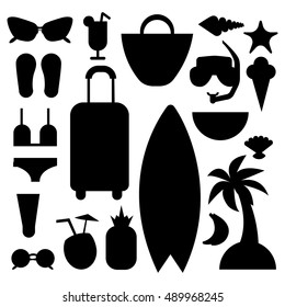 Summer time vector illustrations with icons