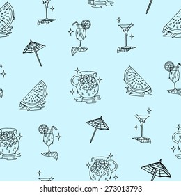 Summer time vector seamless pattern