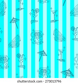 Summer time vector seamless pattern