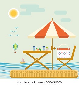 Summer time vector tropical leisure water outdoor sunlight tourism. Summertime sunlight sea waves relax background. Summer time natural tropical vacation lifestyle travel leisure.