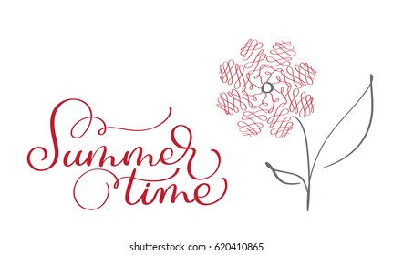 Summer Time vector vintage text on white background. Calligraphy lettering illustration EPS10