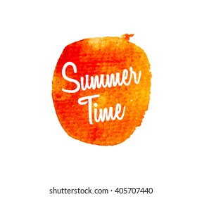 Summer Time. Watercolor splatters. Vector