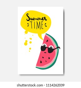 summer time watermelon badge Isolated Typographic Design Label. Season Holidays lettering for logo,Templates, invitation, greeting card, prints and posters.