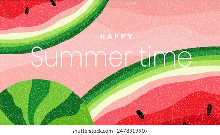 Summer time watermelon texture background, banner, poster, card, web, vector