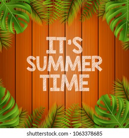 it's summer time with wooden background vector illustration