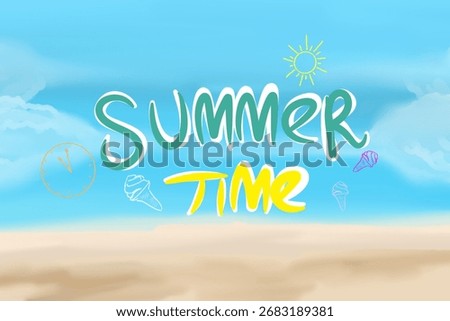 summer time writing with a beach background