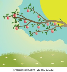 Hora de verano del año. Brillante ilustración de la temporada de verano. Verano. Ilustración vectorial. EPS 10.