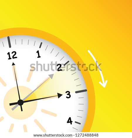 summer time yellow clock standard time after advancing for daylight saving time vector illustration EPS10