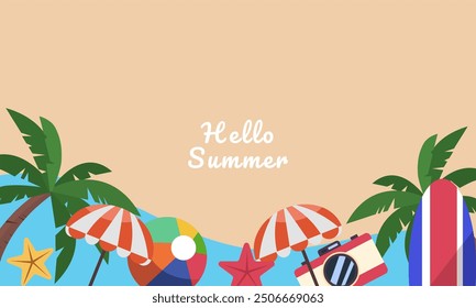 Summer Times background  flat illustration full size 