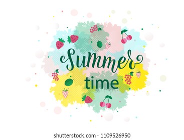 SUMMER TIME-season vocation, weekend, holiday badge. Summer time wallpaper. Summer vector lettering text. Happy Summer Day. EPS 10
