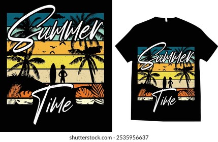 Summer time,Summer surfing tshirt design