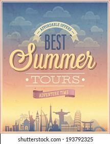 Summer tours poster. Vector illustration.