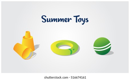 Summer toys is a small vector icons pack for beach holiday activities. 