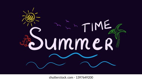 Summer traditional carnival concept. Summer time. Colorful fluid abstract poster. Handwritten paint. EPS 10 vector.
