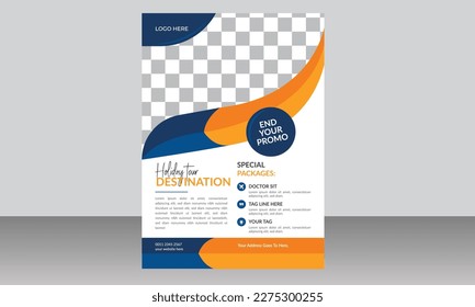 Summer travel agency promotion template design. Travel flyer template design. Travel flyer template design with contact and venue details.