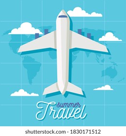 summer and travel airplane design, trip tourism and journey theme Vector illustration