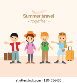 Summer Travel Background with Family ready to Travel