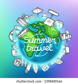 Sommerreisebanner. Reisevektorkonzept 