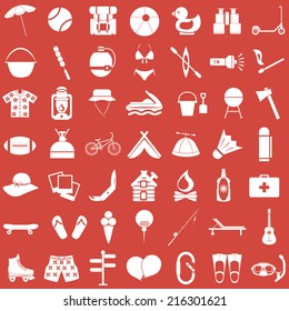 Summer, travel and camping icons set / Vector illustration