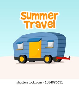 Summer Travel Car Vector Illustration for Poster Design and Another Purpose
