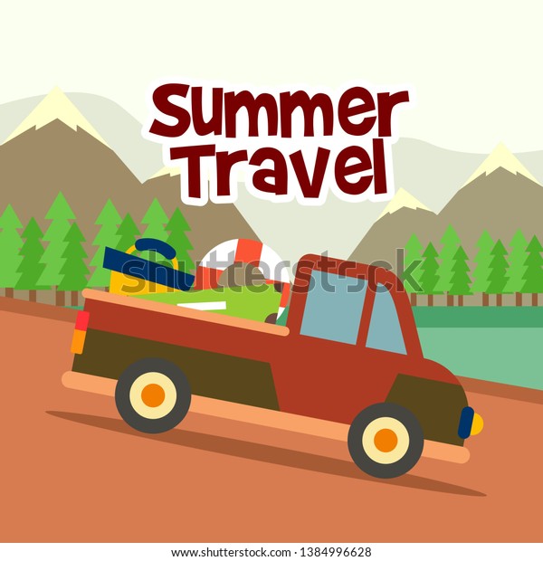 Summer Travel Car Vector Illustration for Poster\
Design and Another\
Purpose