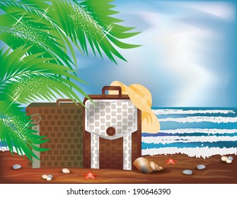 Summer travel card, vector illustration