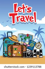 summer travel cartoon style