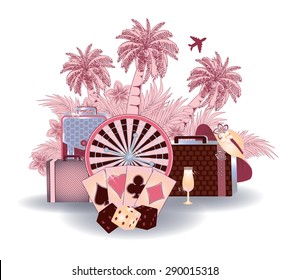 Summer travel casino card, vector