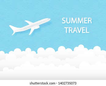 Summer Travel Concept Airplane Flying Sky Stock Vector (Royalty Free ...