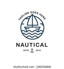 Summer Travel Design - Sail Boat. Nautical Logo Design Inspiration, Vector illustration