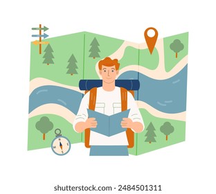 summer travel destinations. ecotourism vector illustration