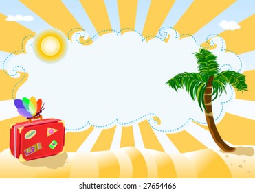 Summer travel to exotic beach. Vector EPS AI8, all elements layered and grouped