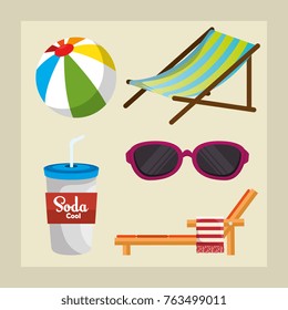 summer travel holiday and beach icons 