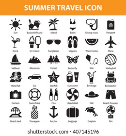 Summer travel icon set