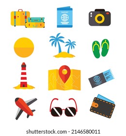  summer and travel  icon set pack, High Quality variety symbols Vector illustration