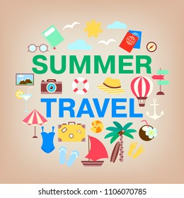 Summer travel icon set. Vacation, holidays and travel concept vector collection. 