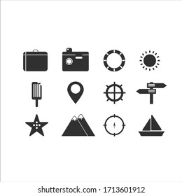 Summer travel icon set vector