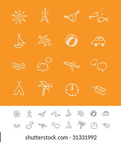 Summer and travel icon set. Vector
