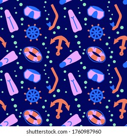 Summer travel icons pattern. Abstract summer seamless background. Summer seamless pattern vector illustration