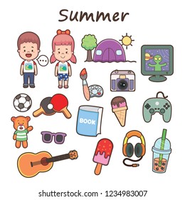 Summer and travel icons set