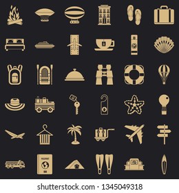Summer travel icons set. Simple style of 36 summer travel vector icons for web for any design