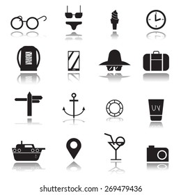 Summer and travel icons set, vector