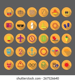 Summer and travel icons, vector
