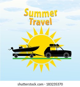 summer travel label. vector illustration
