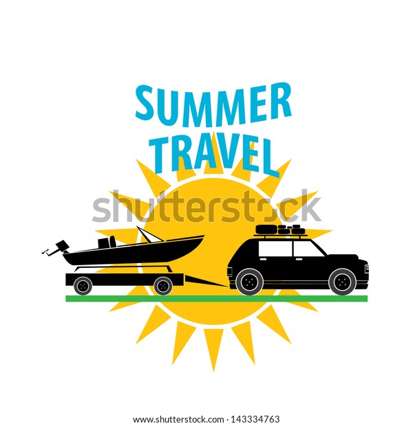 summer travel label.\
vector illustration