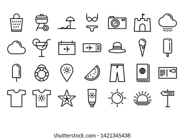 Summer & Travel  Line Icon Set