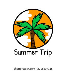 plantilla vectorial de icono de logotipo de viaje de verano