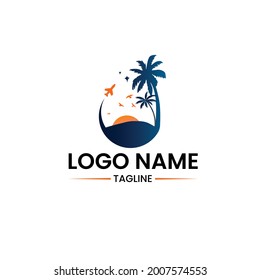 summer travel logo vector template