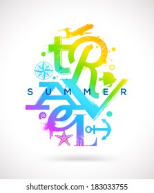 Mehrfarbiges Design für Sommerreisen - Vektorgrafik