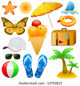 summer and travel objects vector